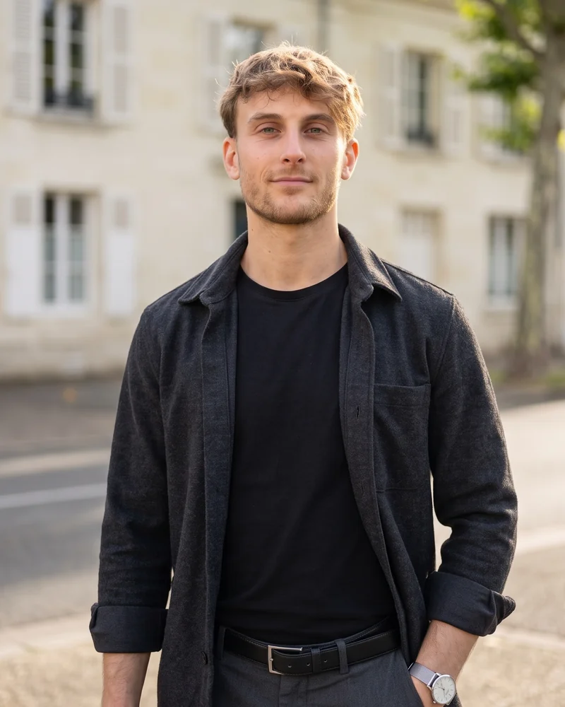 Guillaume Jorge, fondateur de Helyon, dans une rue d’Angers.
